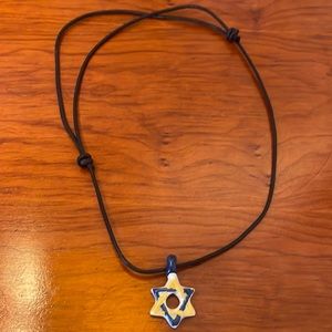 SALE ITEM! Jewish Star Necklace with Adjustable Black Cord